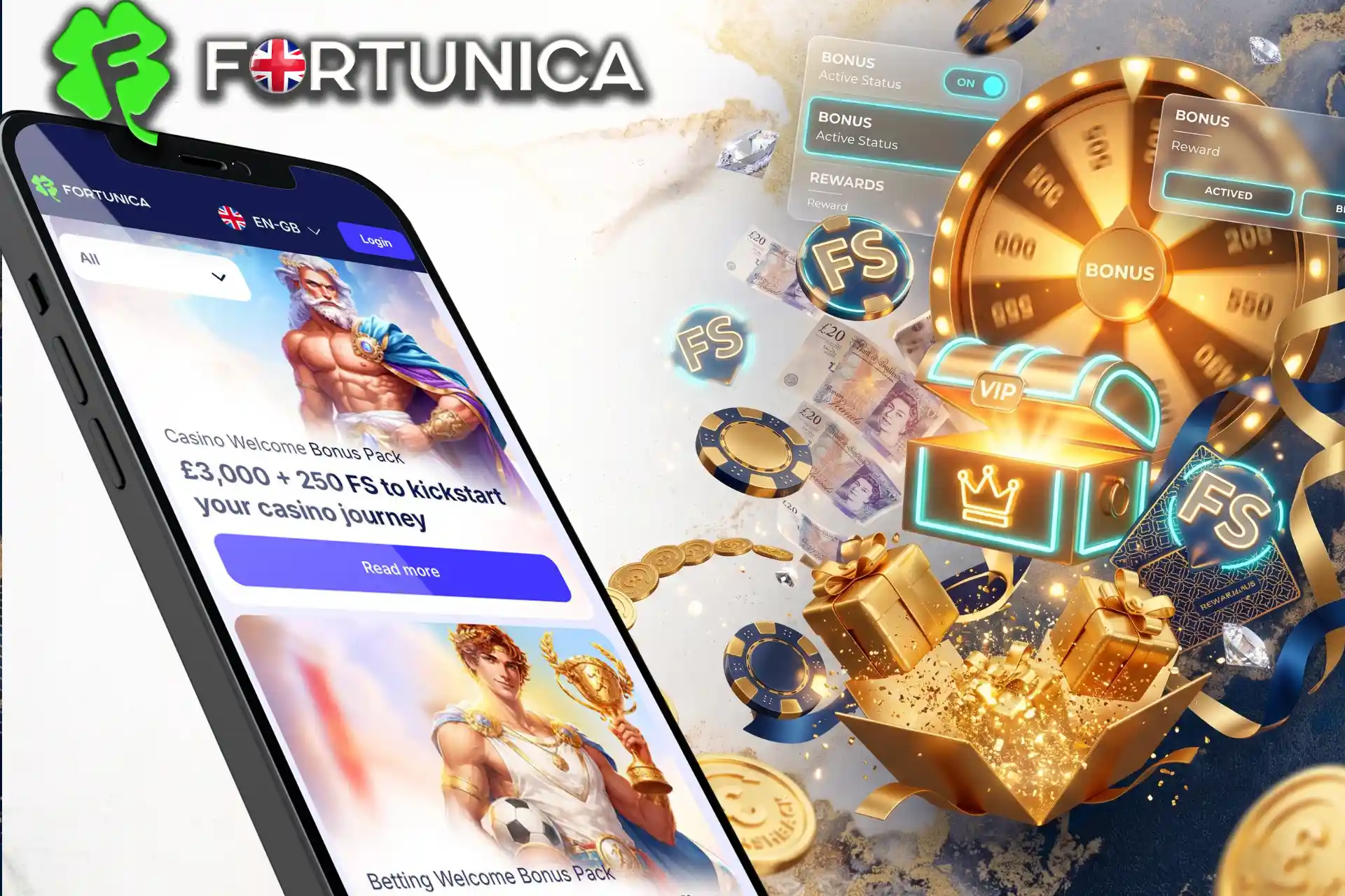 Fortunica Casino welcome bonus, cashback and VIP rewards